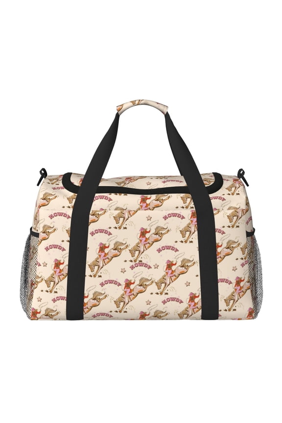 Howdy Cowgirl Print Travel Duffle Bag,Weekender Bags for Women with Shoe Compartment, Gym Duffel Bag with Wet Pocket, Hospital Bags for Labor and Delivery