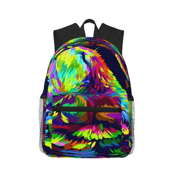 Picia Howling Wolf Large Capacity Backpack Classic Style Backpack Casual Backpack Water-Resistant School Work Travel Outdoor Backpack