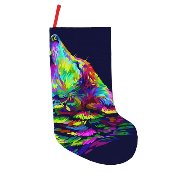 Picia Howling Wolf for 18in Christmas Stockings, Xmas Stocking for Kids, Holiday and Family Stocking for Fireplace or Party Decoration