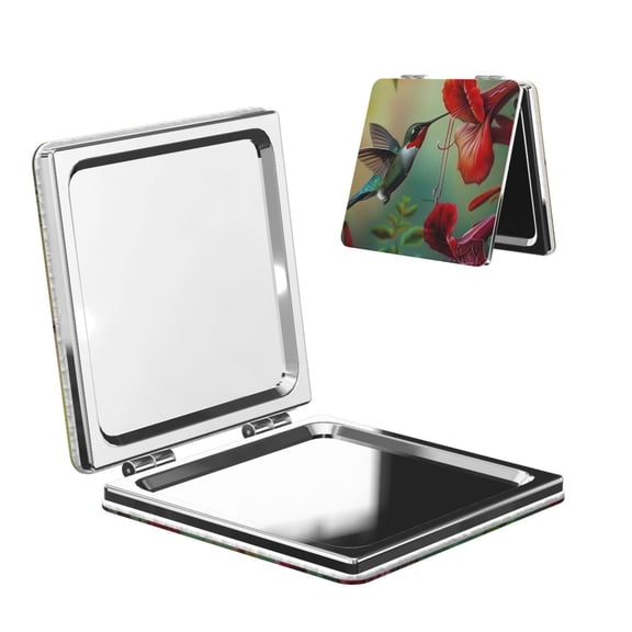 Picia Hummingbird Floral Paradise for Compact Vanity Mirror , Travel Makeup Mirror , Portable Magnifying Cosmetic Mirror for Daily, Work, Business-Square