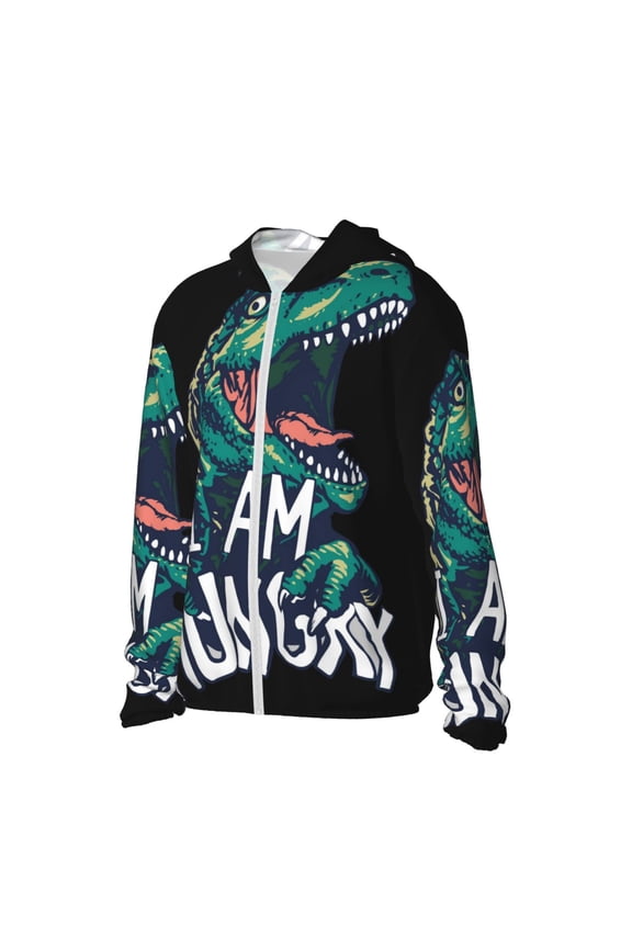 Hungry Tyrannosaurus Women's Men's UPF 50+ Sun Protection Hoodie Shirt Long Sleeve SPF Fishing Outdoor UV Hiking Lightweight Shirts-Small