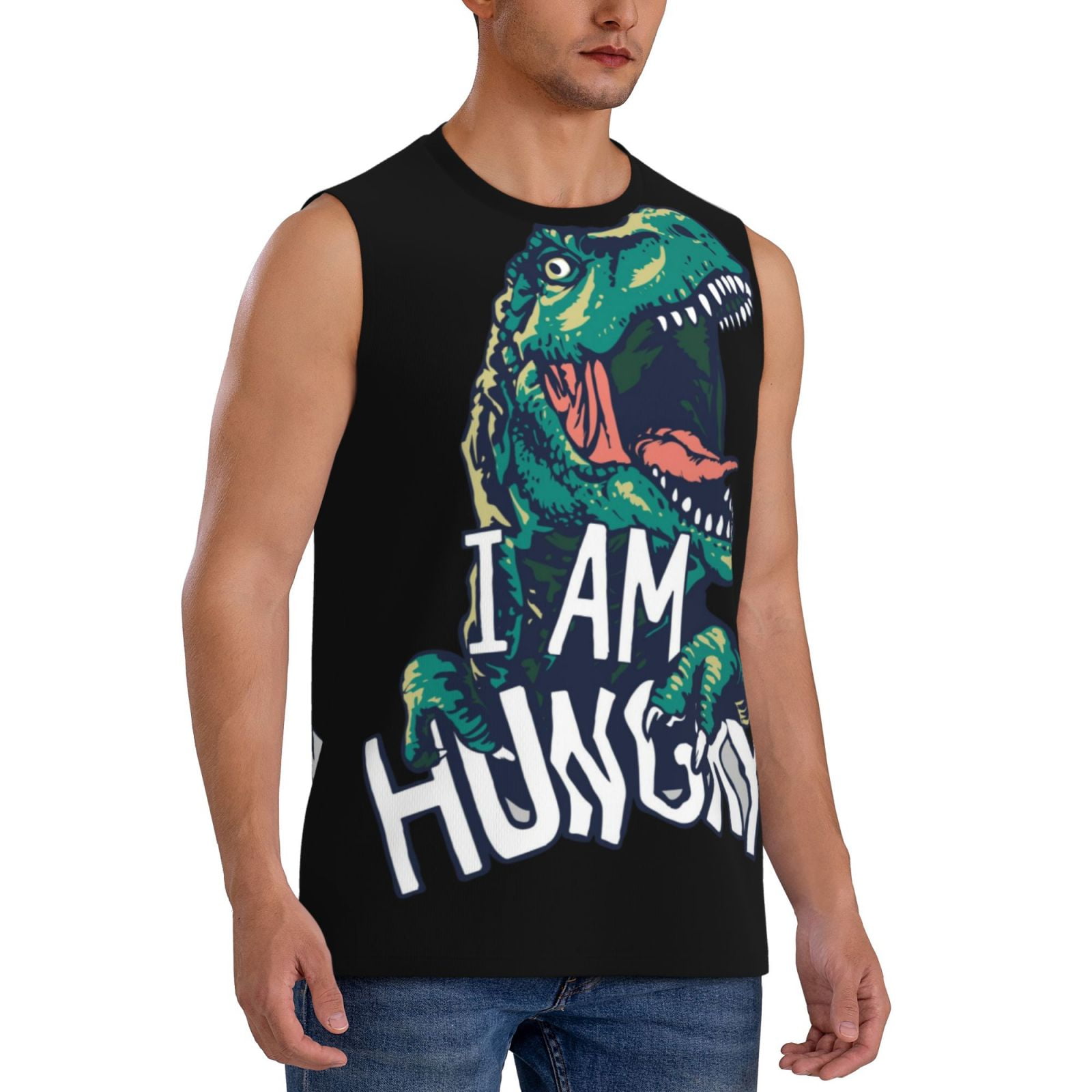 Picia Hungry Tyrannosaurus mens Cotton Tank Undershirts , Moisture