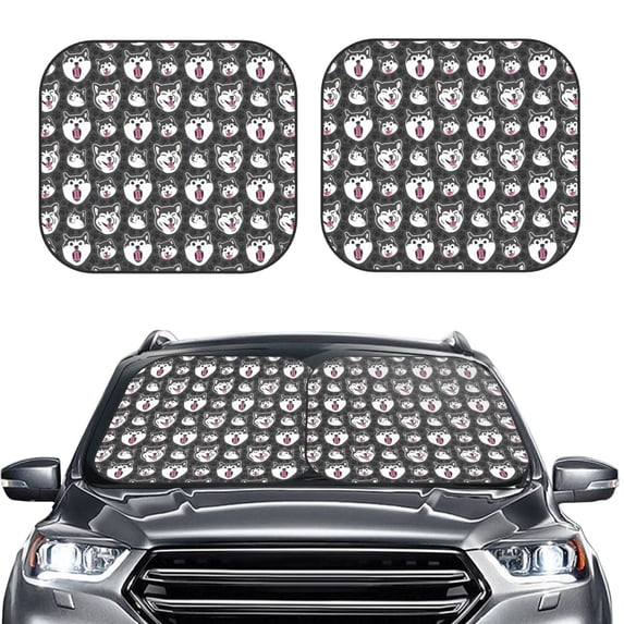 Picia Husky 2 Piece Car Windshield Sun Shade Foldable | Foldable Sun Shield for Front Window Blocks UV Rays and Keeps Your Vehicle Cool-Medium