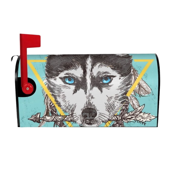 Picia Husky With Dreamcatcher Magnetic Mailbox Cover Standard Size-21x18 in