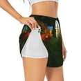 thumbnail image 1 of Picia Hybrid Parrot in the Forest Pattern Women's 2 in 1 Athletic Running Shorts High Waisted Workout Casual Gym Sweat Shorts with Comfy Liner Zipper Pockets-Small, 1 of 9