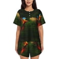 thumbnail image 1 of Picia Hybrid Parrot in the Forest Pajamas Sets for Women Soft Short-Sleeved Pjs with Lounge Shorts Two Piece Sleepwear-X-Large, 1 of 9