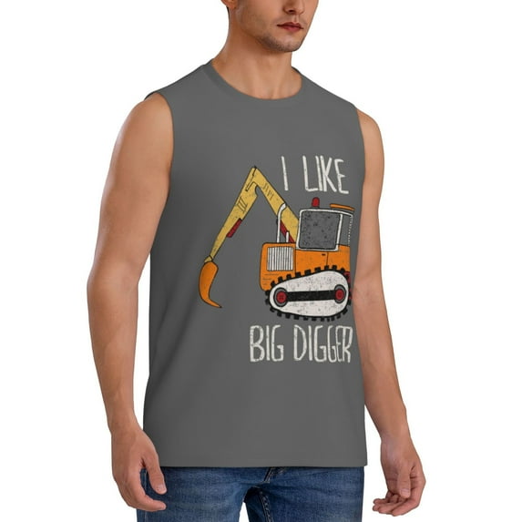 Picia I Like Big Digger mens Cotton Tank Undershirts , Moisture-wicking Ribbed Tanks, Lightweight Cotton Tank Undershirts-Large