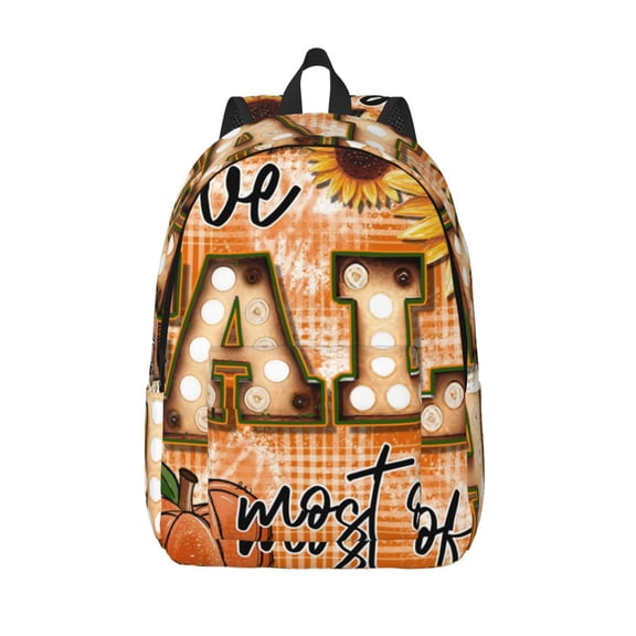 Picia I Love Fall Most Of All Printed Canvas Daypack - Stylish and Durable Vintage Compact Backpack - Class, Work, Travel, or Laptop Bookbag,Organized Compartments-Medium