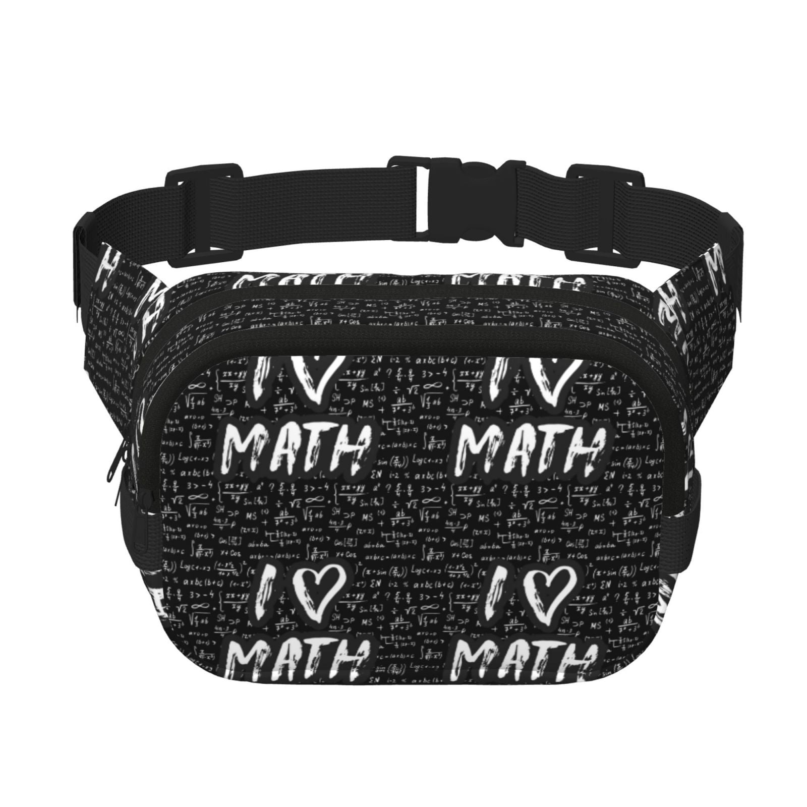 Picia I love Math Print Square Double-Layer Waist Bag Mini Adjustable Waist Belt Bag Exercise Running Travel Hiking