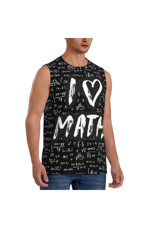 I love Math mens Cotton Tank Undershirts , Moisture-wicking Ribbed Tanks, Lightweight Cotton Tank Undershirts-