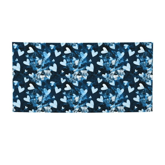 Picia Ice Blue Heart Pattern Party Banner, Festive Decoration, Holiday Banner, Celebration Decor, Event Banner, Reusable Party Banner-Medium