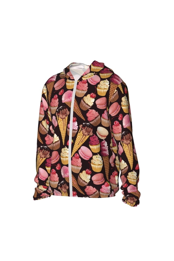 Ice Cream Cake Women's Men's UPF 50+ Sun Protection Hoodie Shirt Long Sleeve SPF Fishing Outdoor UV Hiking Lightweight Shirts-Medium