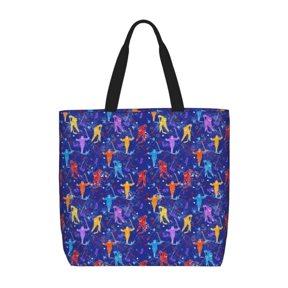 Picia Ice Hockey Players With Puck for Tote Bag for Women with Zipper, Gym Tote with Compartments, Laptop Work Tote Nurse Dance Yoga Bag for Sport, Travel