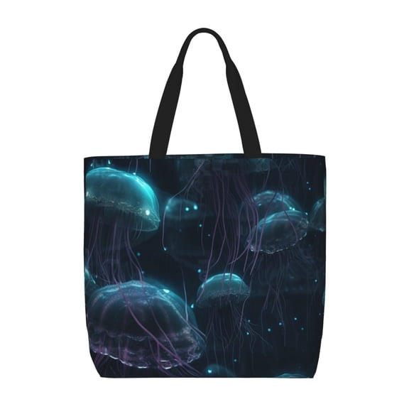 Picia Ice blue light spot jellyfish for Tote Bag for Women with Zipper, Gym Tote with Compartments, Laptop Work Tote Nurse Dance Yoga Bag for Sport, Travel