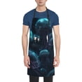 thumbnail image 1 of Picia Ice blue light spot jellyfish Waterproof Apron for Unisex Adult - Adjustable Bib Apron with Pockets, Ideal for Cooking, Gardening, Painting, and Household Chores, 1 of 9