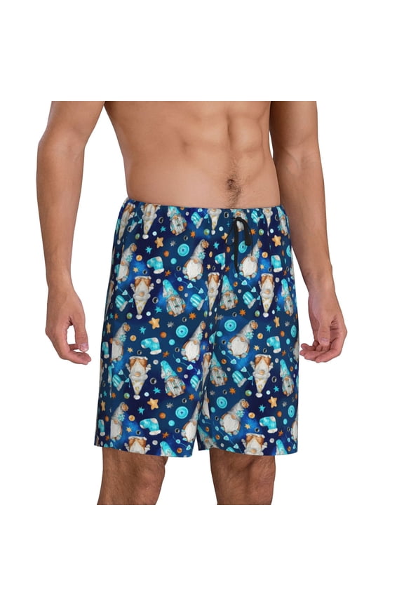 Ice blue old man cute winter Pajama Shorts for Men, Men's Pajama Bottoms, Sleepwear,Short Pajama Pants-Small