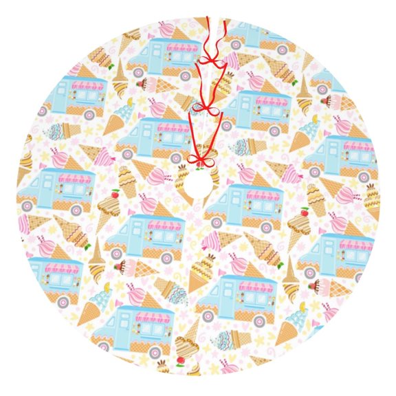 Picia Icecream Truck Print Christmas Tree Skirt , Christmas Tree Skirt Ornaments for Merry Christmas Holiday Party Decorations Indoor Outdoor-30"