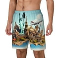 thumbnail image 1 of Picia Iconic Global Landmarks pattern Mens Swim Trunks with Compression Liner Stretch Beach Shorts Quick Dry with Zipper Pockets No-Chafing Board Shorts-Small, 1 of 9