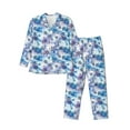 thumbnail image 1 of Picia Icy Blue Snowflakes Pattern Men’s Long-Sleeve Sleepwear Set - Soft 2-Piece Loungewear with Pockets, Comfy PJs for Relaxing Nights-Medium, 1 of 7