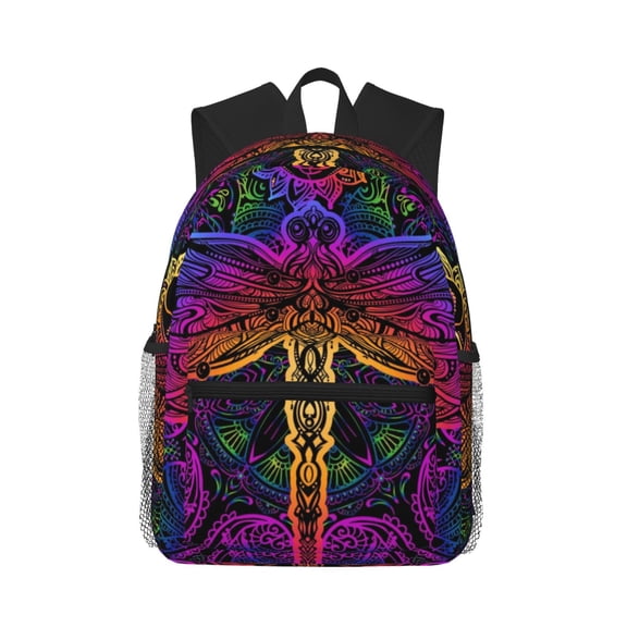 Picia Indian Mandalas Dragonfly Large Capacity Backpack Classic Style Backpack Casual Backpack Water-Resistant School Work Travel Outdoor Backpack