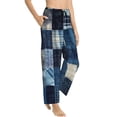 thumbnail image 1 of Picia Indigo Patchwork Quilt Womens Soft Woven Cotton Elastic Waistband Sleep Pajama Pant Lounge Sleep Pant With Pockets And Drawstring-Small, 1 of 9