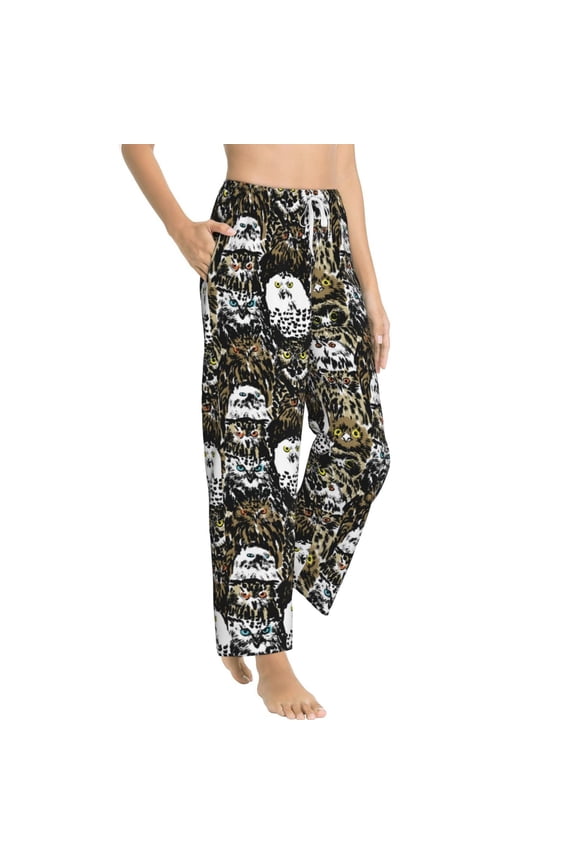 Ink Graffiti Owl Womens Soft Woven Cotton Elastic Waistband Sleep Pajama Pant Lounge Sleep Pant With Pockets And Drawstring-Medium