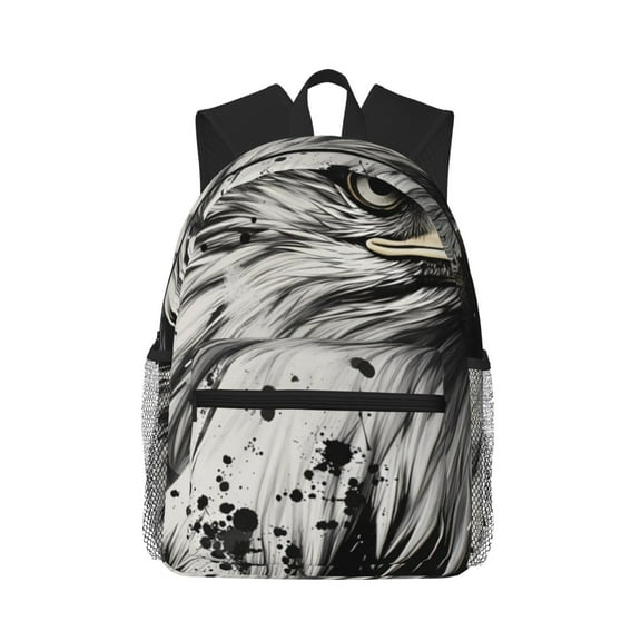 Picia Ink Style Bald Eagle Large Capacity Backpack Classic Style Backpack Casual Backpack Water-Resistant School Work Travel Outdoor Backpack