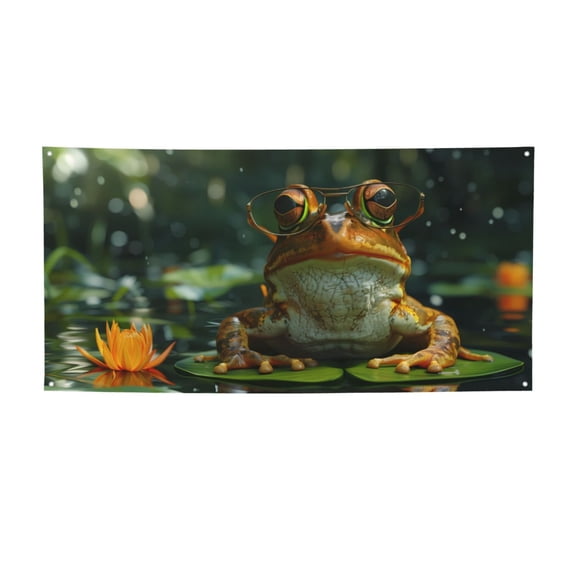 Picia Intellectual Frog Pond Pattern Party Banner, Festive Decoration, Holiday Banner, Celebration Decor, Event Banner, Reusable Party Banner-Small