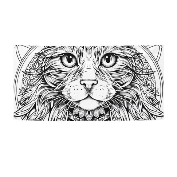Picia Intricate Cat Mandala Pattern Party Banner, Festive Decoration, Holiday Banner, Celebration Decor, Event Banner, Reusable Party Banner-Medium