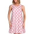 thumbnail image 1 of Picia Irregular Plaid Print Women’s Sleeveless Midi Swing Dress – A-Line Pleated Tank Sundress, Comfortable and Flowy T-Shirt Dress, 1 of 7