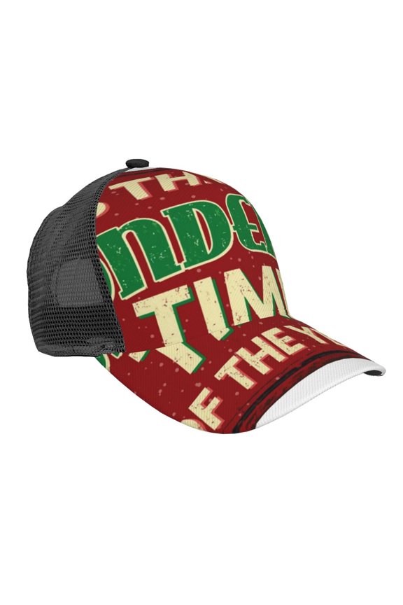 It's The Most Wonderful Time Of The Year Pattern Trucker Hat,Baseball Cap,Sun Protection Cap,Stylish Headwear,Leisure Cap,Outdoor Sports Cap