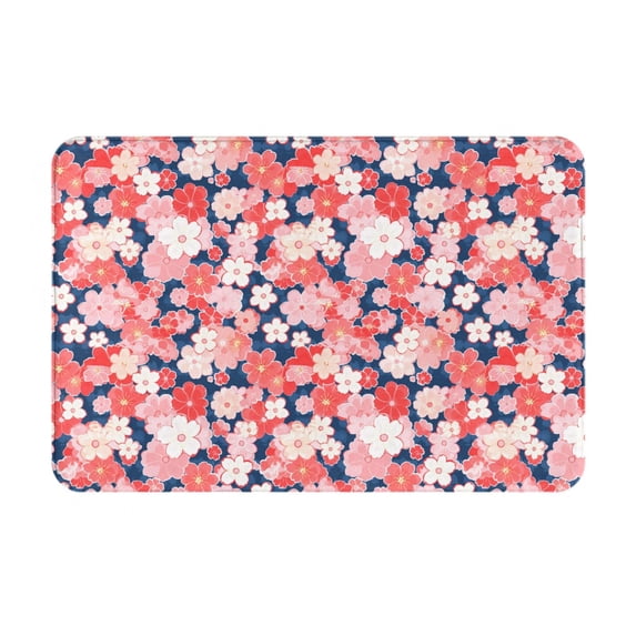 Picia Japanese Cherry Blossoms Pattern Flannel Doormat – 16x24 Inch Non-Slip Indoor Mat, Absorbent & Quick-Dry Rug for Entryway, Bathroom, Kitchen, and Bedroom, Machine Washable