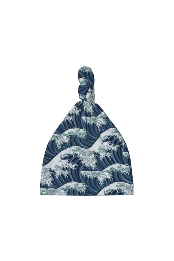 A Japanese Great Wave Printed Preemie Hats for Baby Girls Cotton Premature Knot Hats Newborn Hospital Cap Warm Knot Beanie Nicu for Preemie Girls and Boys