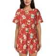 thumbnail image 1 of Picia Japanese Maneki Cats Pajamas Sets for Women Soft Short-Sleeved Pjs with Lounge Shorts Two Piece Sleepwear-Small, 1 of 9