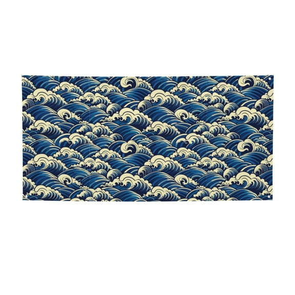 Picia Japanese Water Wave Pattern Party Banner, Festive Decoration, Holiday Banner, Celebration Decor, Event Banner, Reusable Party Banner-Small
