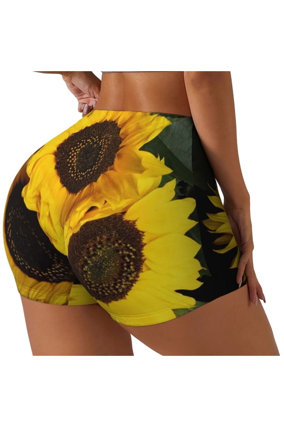 Japanese Were Blossoming Printed Workout Shorts for Women Seamless Scrunch Butt Lifting High Waisted Yoga Gym Booty Running Moisture-wicking Short Pants-X-Large
