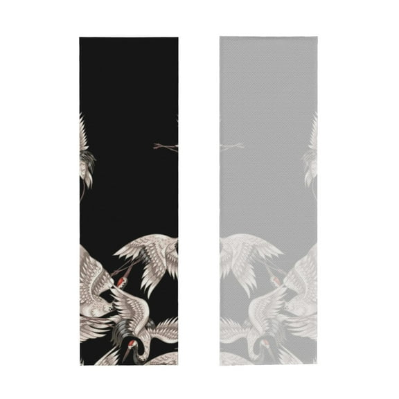 Picia Japanese White Crane Pattern Cooling Towels (40"x12") Cool Towel, Cold Towel, Microfiber Soft Breathable Chilly Ice Towel