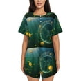 thumbnail image 1 of Picia Jelly Fish Pajamas Sets for Women Soft Short-Sleeved Pjs with Lounge Shorts Two Piece Sleepwear-4X-Large, 1 of 9