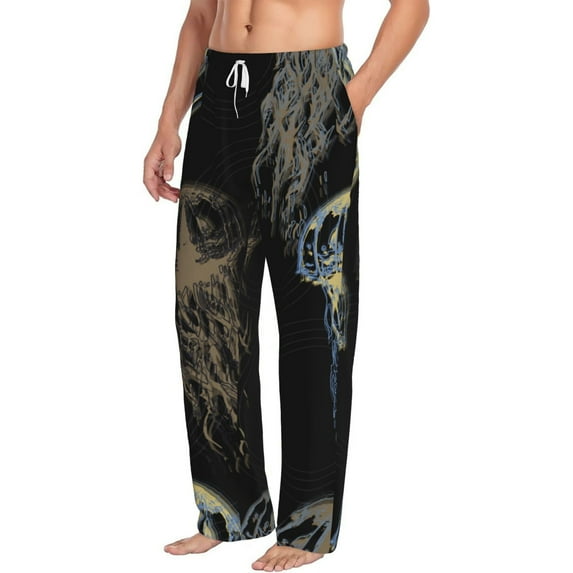 Picia Jellyfish Mens Soft Woven Cotton Elastic Waistband Sleep Pajama Pant Lounge Sleep Pant With Pockets And Drawstring-XX-Large