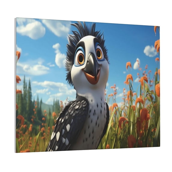 Picia Joyful Animated Bird Pattern Decorative Picture – Unique Wall Art, Modern Canvas Print for Trendy Interiors (Horizontal)