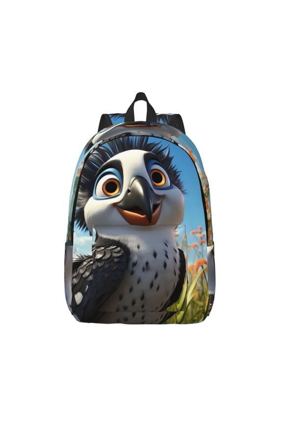 Joyful Animated Bird Printed Canvas Daypack - Stylish and Durable Vintage Compact Backpack - Class, Work, Travel, or Laptop Bookbag,Organized Compartments-Small