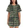 thumbnail image 1 of Picia Jungle Green Camo USA Flag Pajamas Sets for Women Soft Short-Sleeved Pjs with Lounge Shorts Two Piece Sleepwear-Large, 1 of 9