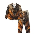 thumbnail image 1 of Picia Jungle Meditating Lion Pattern Women’s Long-Sleeve Sleepwear Set - Soft 2-Piece Loungewear with Pockets, Comfy PJs for Relaxing Nights-Small, 1 of 7