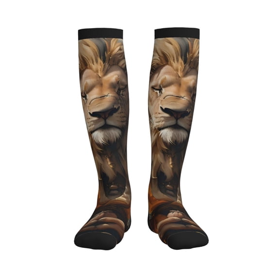 Picia Jungle Meditating Lion Printed Sports Compression Socks - 15-20mmHg Graduated Compression, High-Performance Soft and Breathable Socks for Men and Women