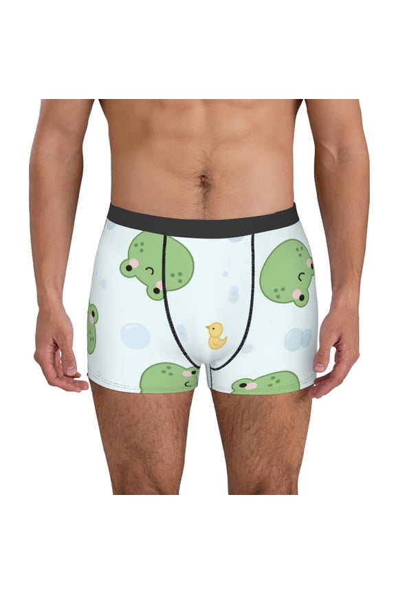 Kawaii Frogs Pattern Men’s Boxer Briefs – Soft & Breathable Underwear, Stretchy & Comfortable Fit, Supportive Pouch Design, Moisture-Wicking-XX-Large