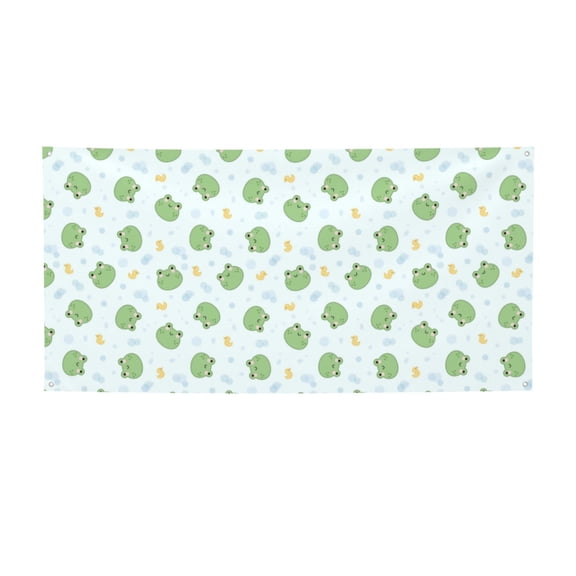 Picia Kawaii Frogs Pattern Party Banner, Festive Decoration, Holiday Banner, Celebration Decor, Event Banner, Reusable Party Banner-Small
