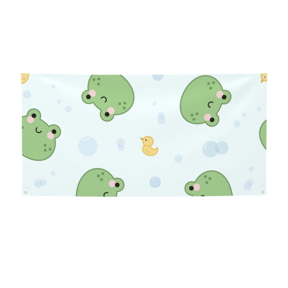 Picia Kawaii Frogs Pattern Party Banner, Festive Decoration, Holiday Banner, Celebration Decor, Event Banner, Reusable Party Banner-Small