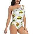 thumbnail image 1 of Picia Kawaii Mexican Avocado Pattern Women's One Piece Swimsuits,One Shoulder Swimwear Asymmetric ,Ruffle Monokinis Bathing Suits,High Waisted Flattering Bathing Suits-Small, 1 of 8