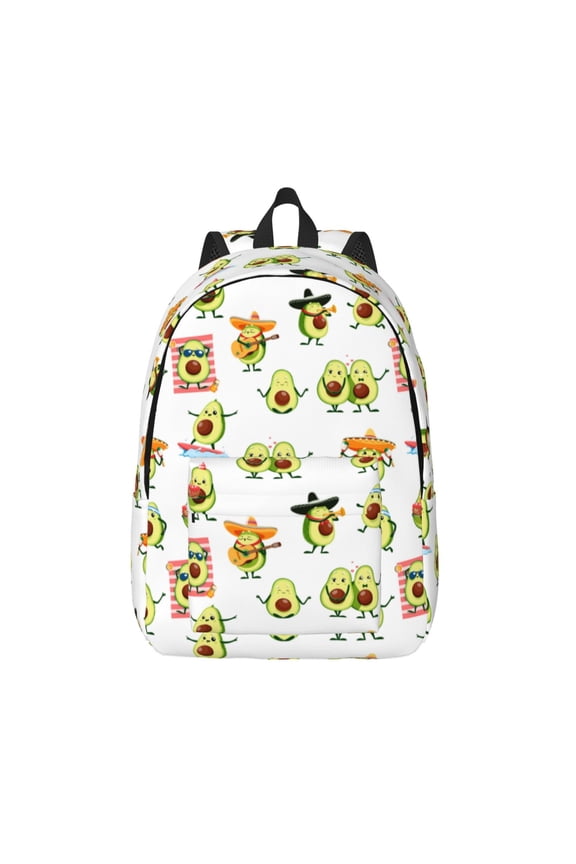 Kawaii Mexican Avocado Printed Canvas Daypack - Stylish and Durable Vintage Compact Backpack - Class, Work, Travel, or Laptop Bookbag,Organized Compartments-Small