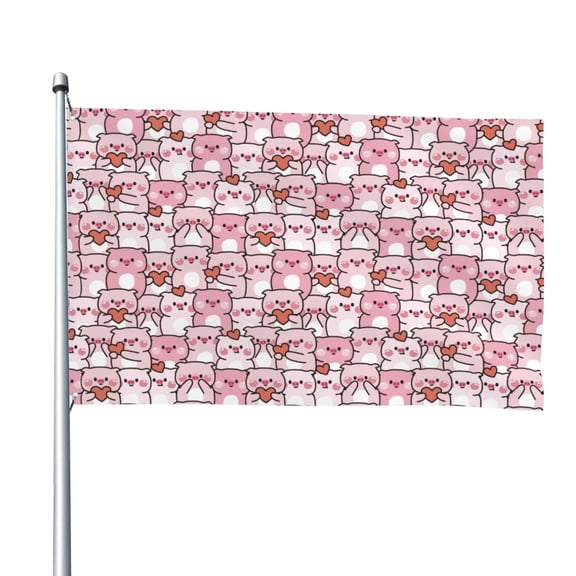 Picia Kawaii Pig Printed Flag ,Kawaii Pig Pattern Garden Flag Vertical Double,Yard Lawn Outdoor Decor 48x72"